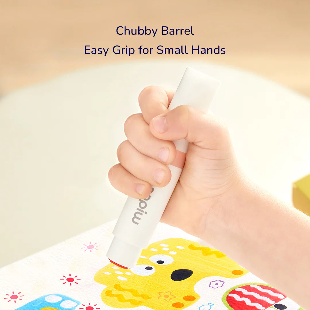 Double-sided washable marker - round tip and stamp - 6 colors