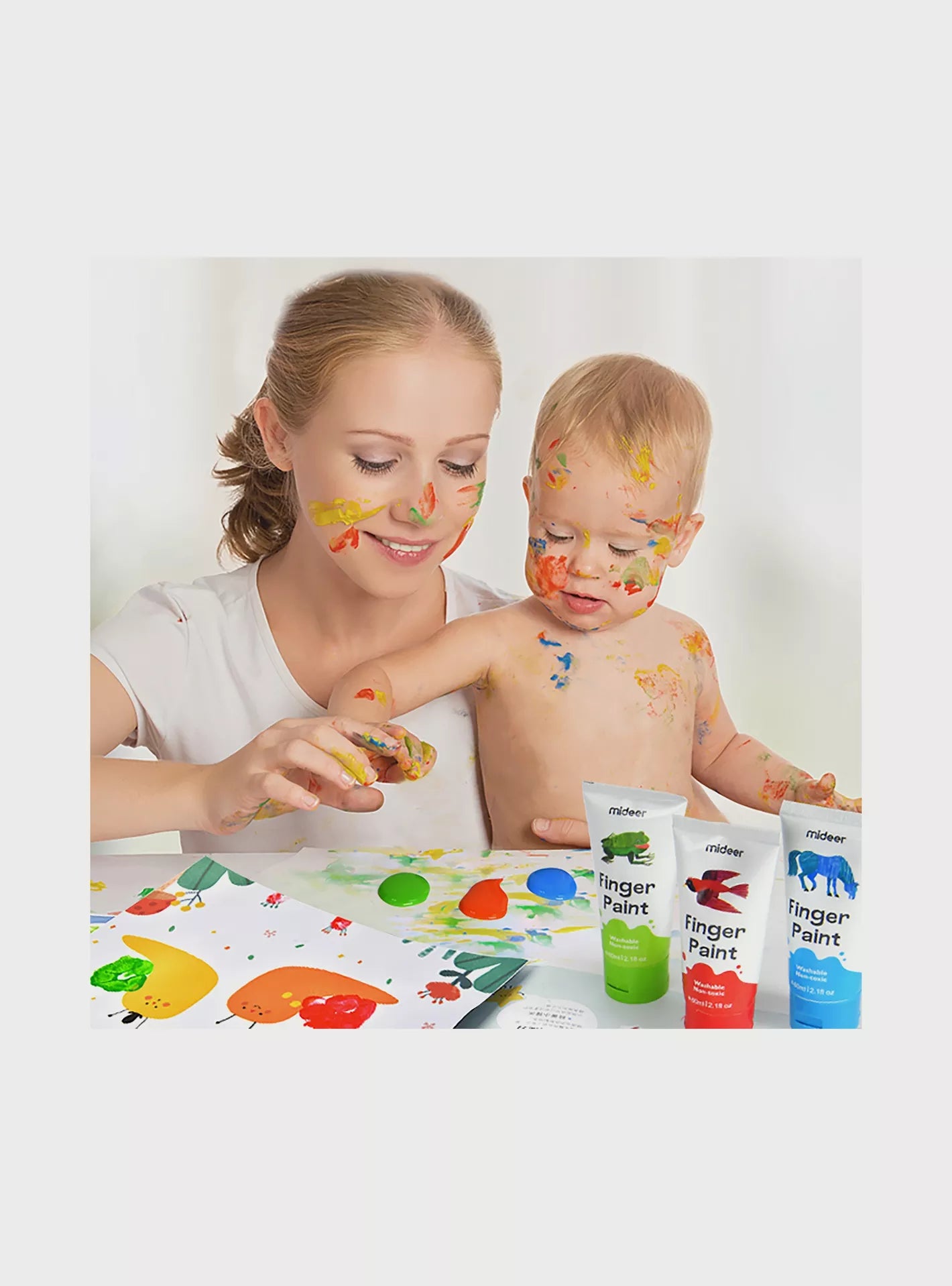 Paints for drawing with fingers - 6 colors