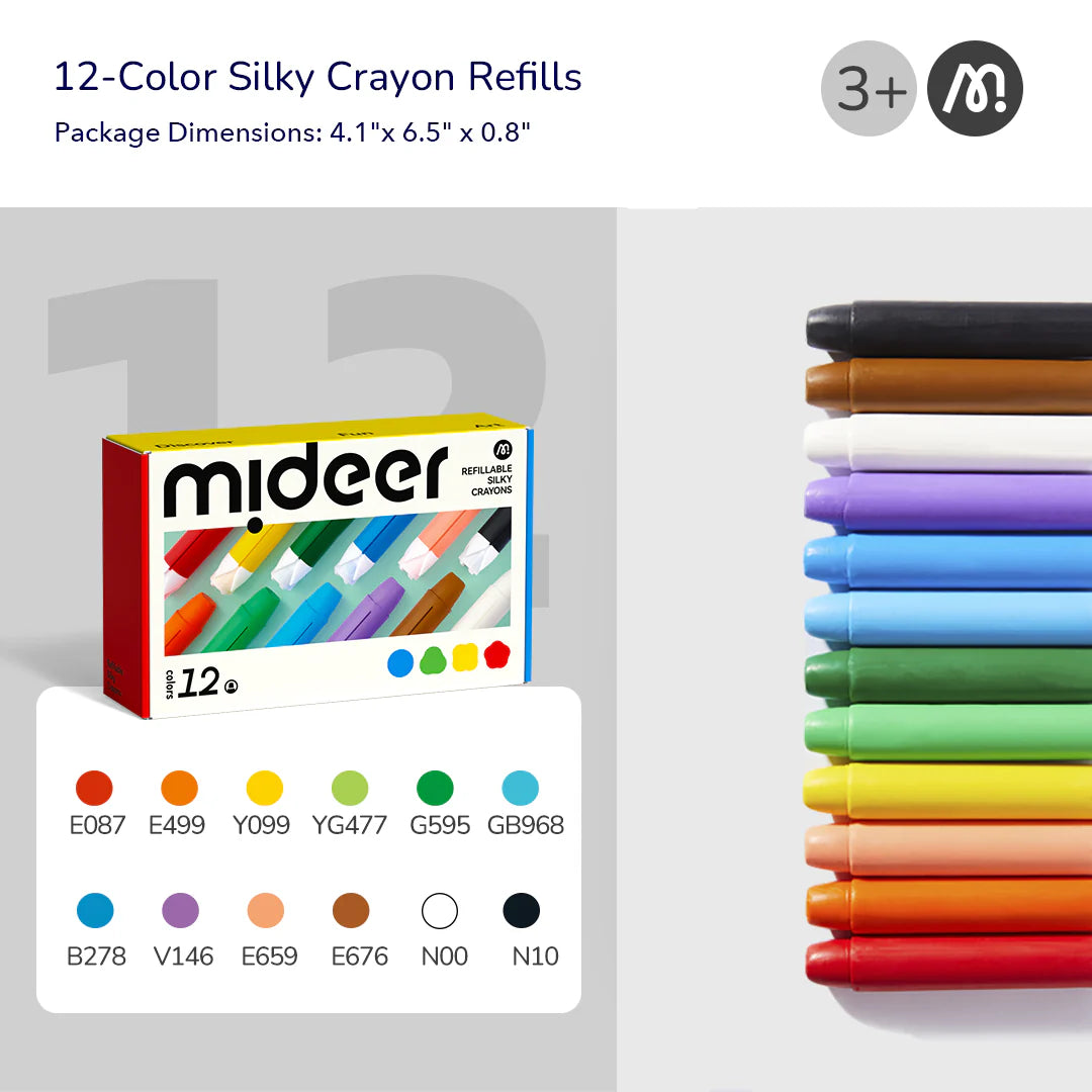 Addition of silk crayons, 12 colors