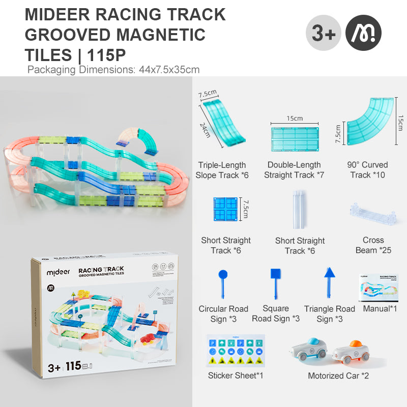 Racing Track Grooved Magnetic Tiles 115P