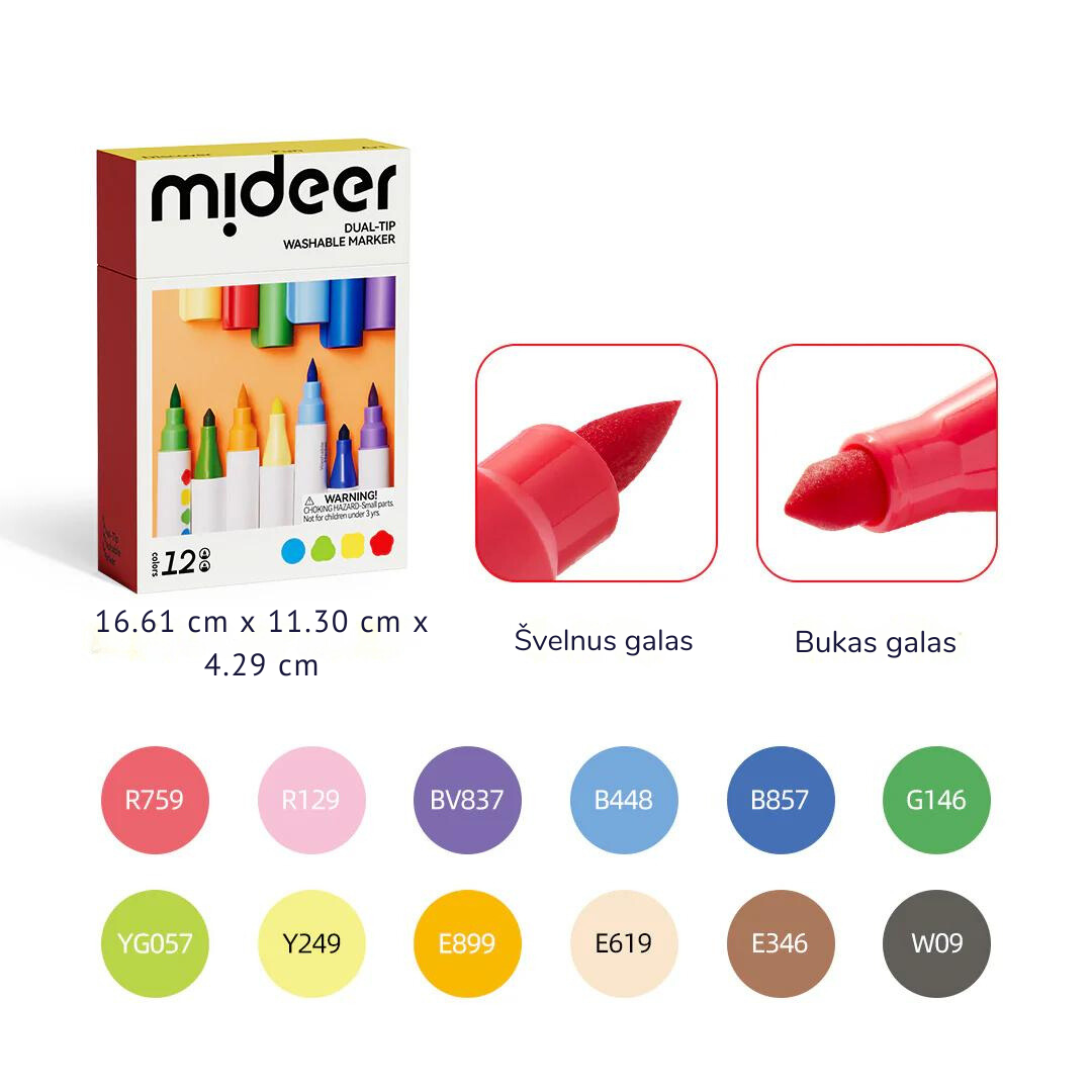 Double-sided washable markers / felt-tip pens - 12 colors