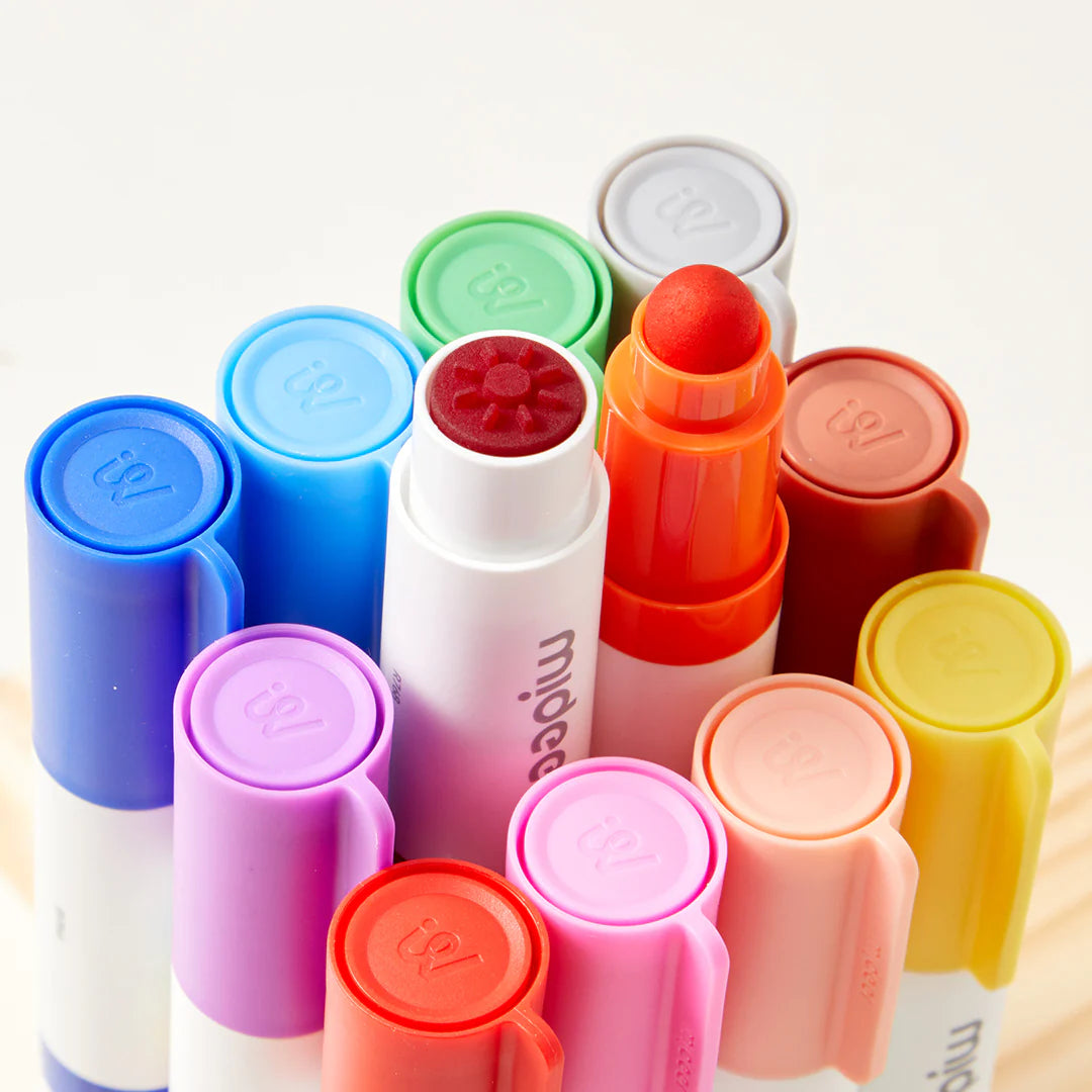 Double-sided washable marker - round tip and stamp - 6 colors