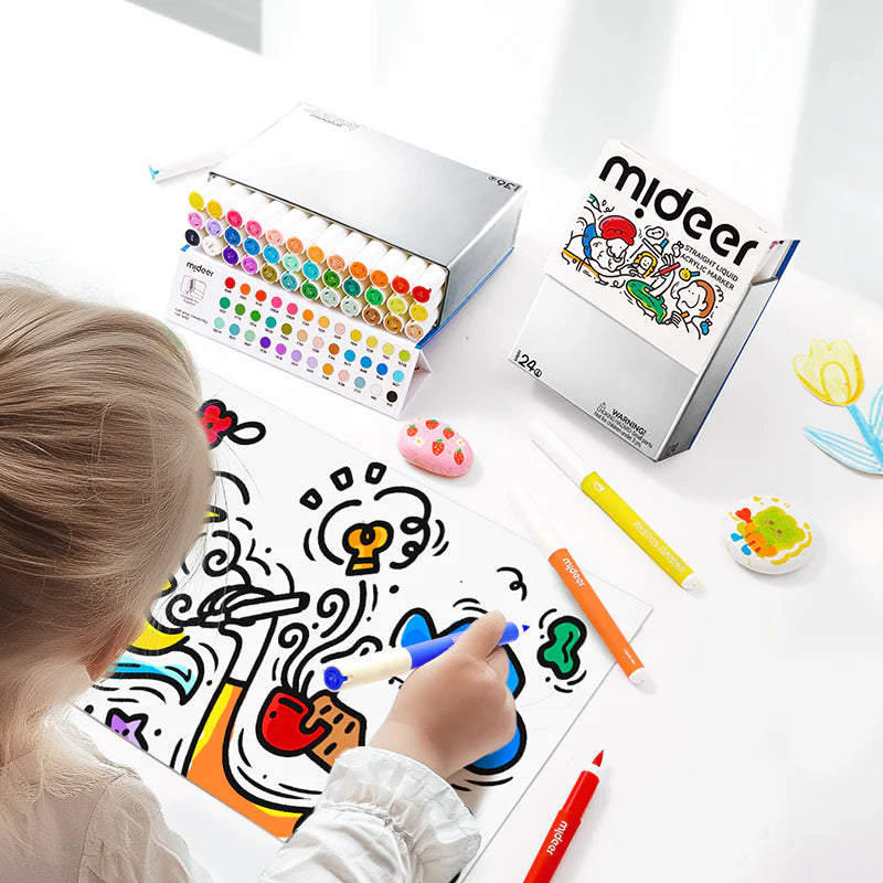 Akriliniai markeriai su skysto rašalo užpildu minkštu antgaliu - 36 spalvos