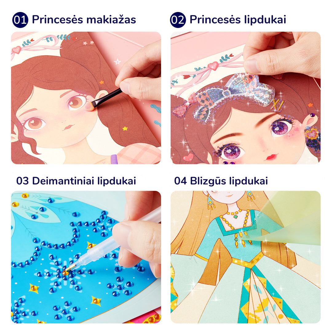 3in1 kūrybinių dirbtuvių rinkinys "Princesės fantazijų makiažas".