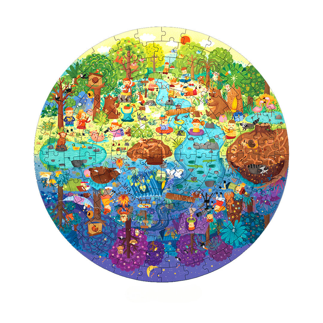 Round puzzle A day in the forest