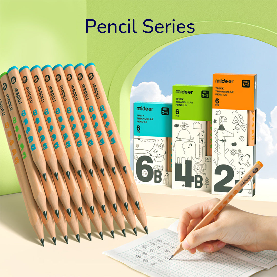 Stori trikampiai pieštukai 2B, 6vnt