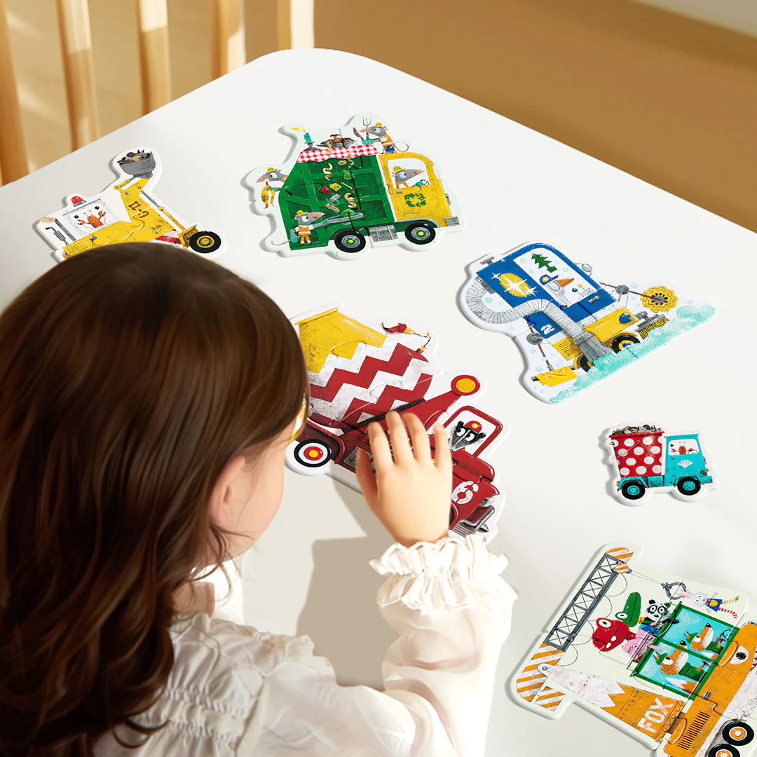 6-in-1 Puzzle Set – Construction Vehicles