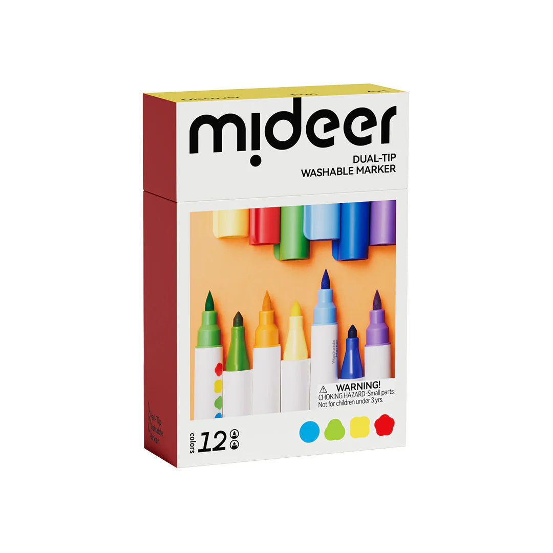 Double-sided washable markers / felt-tip pens - 12 colors