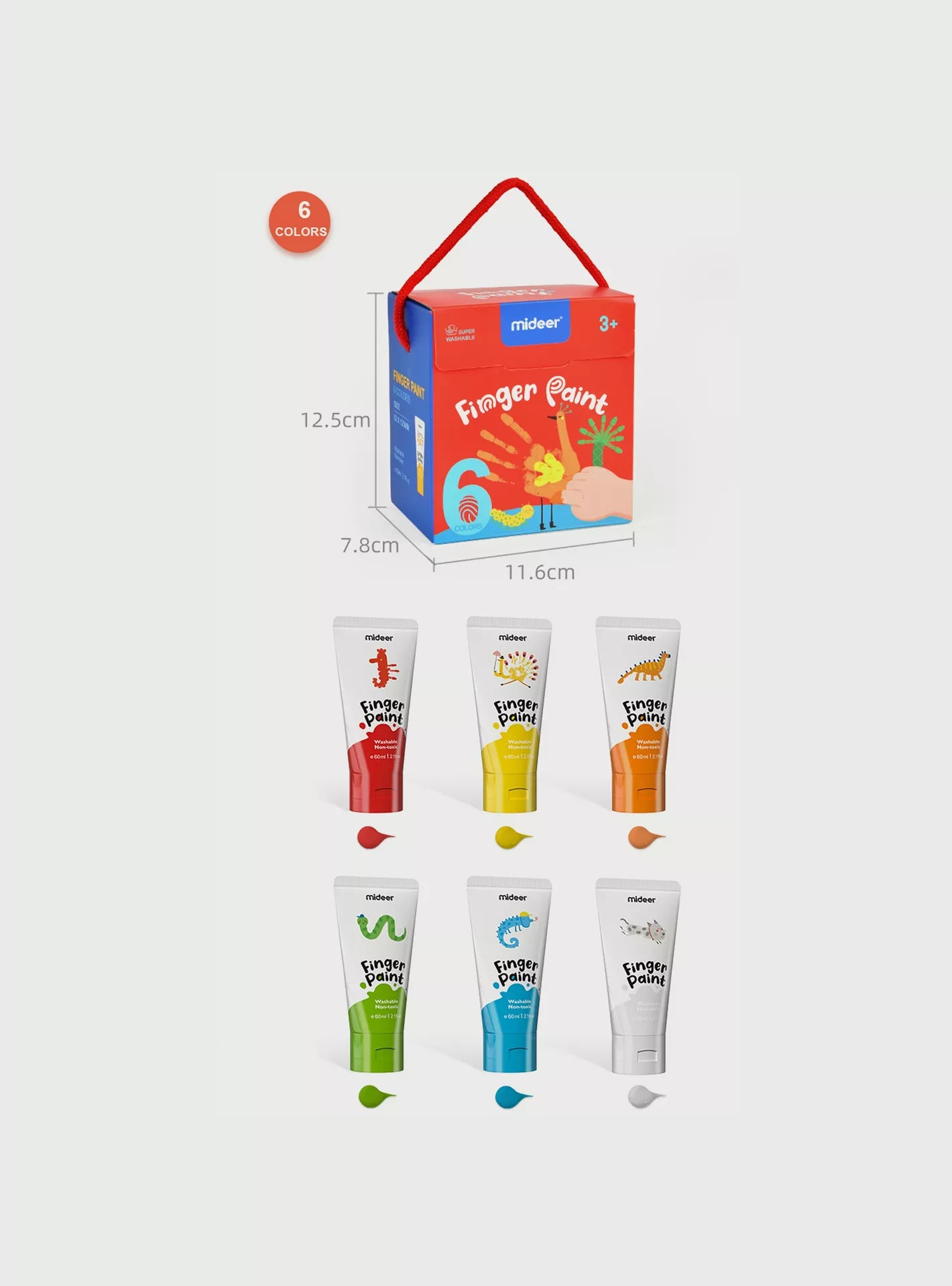 Paints for drawing with fingers - 6 colors