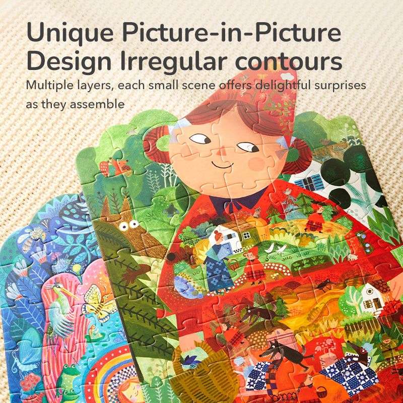 Menininkės kurta dėlionė - Raudonkepuraitė, 59 dalys