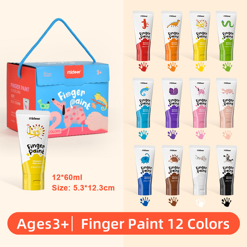 Paints for drawing with fingers - 12 colors