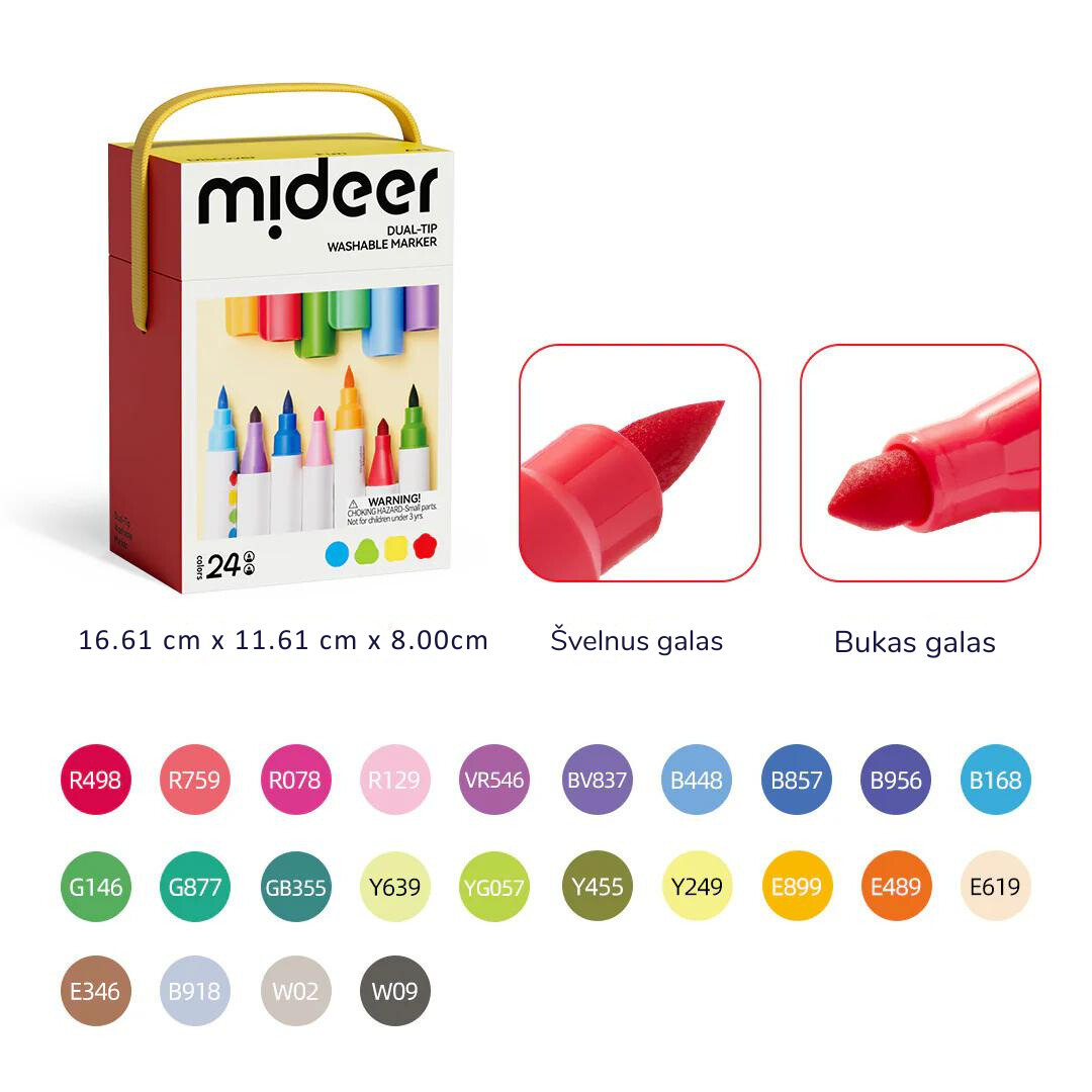 Double-sided washable markers / felt-tip pens - 24 colors