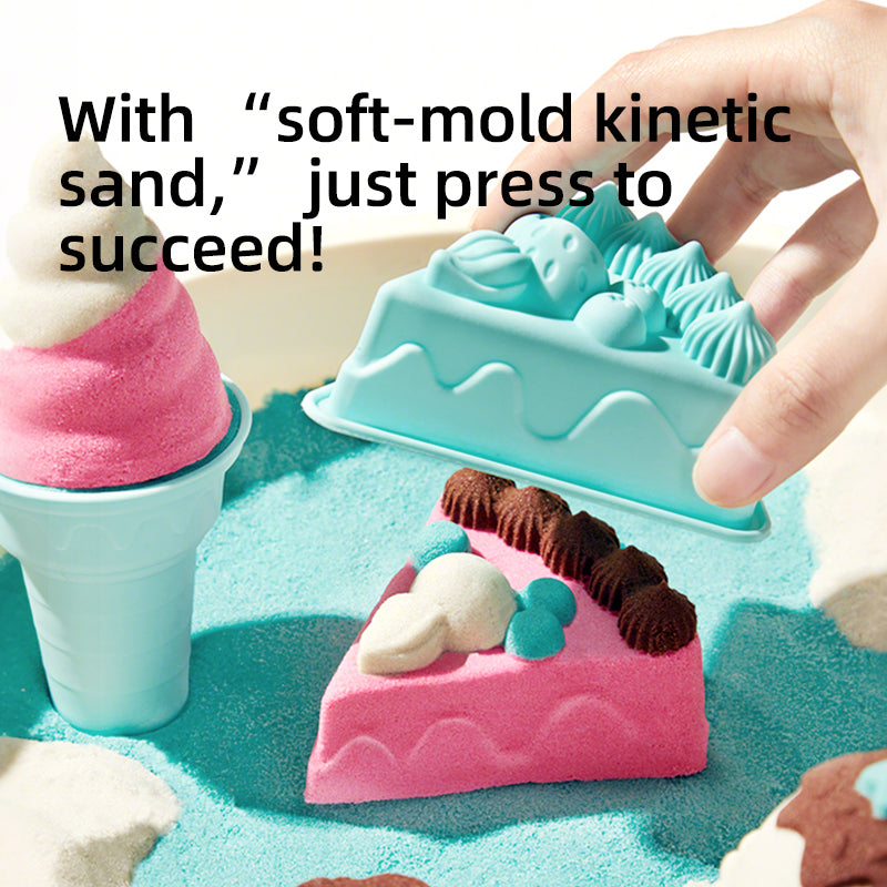 KINETINIO SMĖLIO ŽAIDIMŲ RINKINYS - DESERTŲ KLUBAS