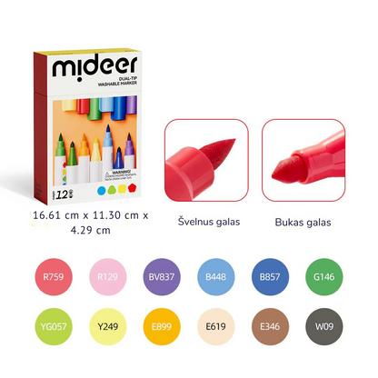 Double-sided washable markers / felt-tip pens - 12 colors