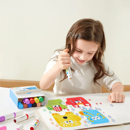 Double-sided washable marker - round tip and stamp - 6 colors