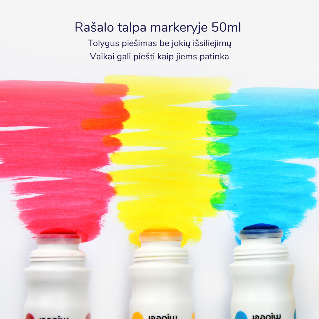 Išplaunami taškiniai markeriai - 6 spalvos