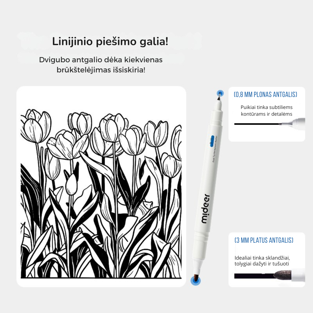 Aliejinis dviejų galų permanentinis žymeklis - 3vnt.