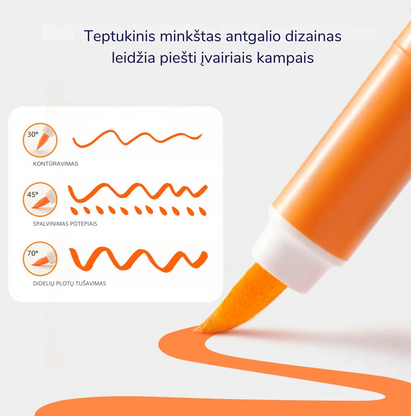 Akriliniai markeriai su skysto rašalo užpildu minkštu antgaliu - 36 spalvos