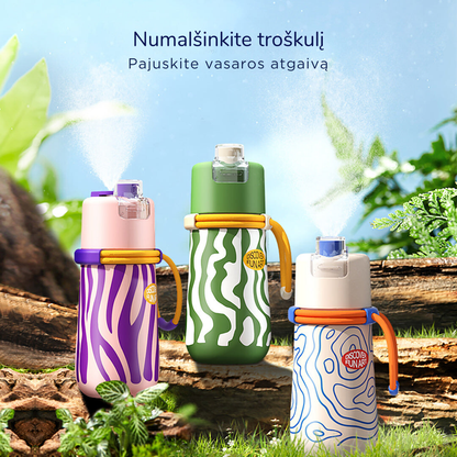 Vėsinanti 2in1 gertuvė su purškikliu, 500ml  - Water Green