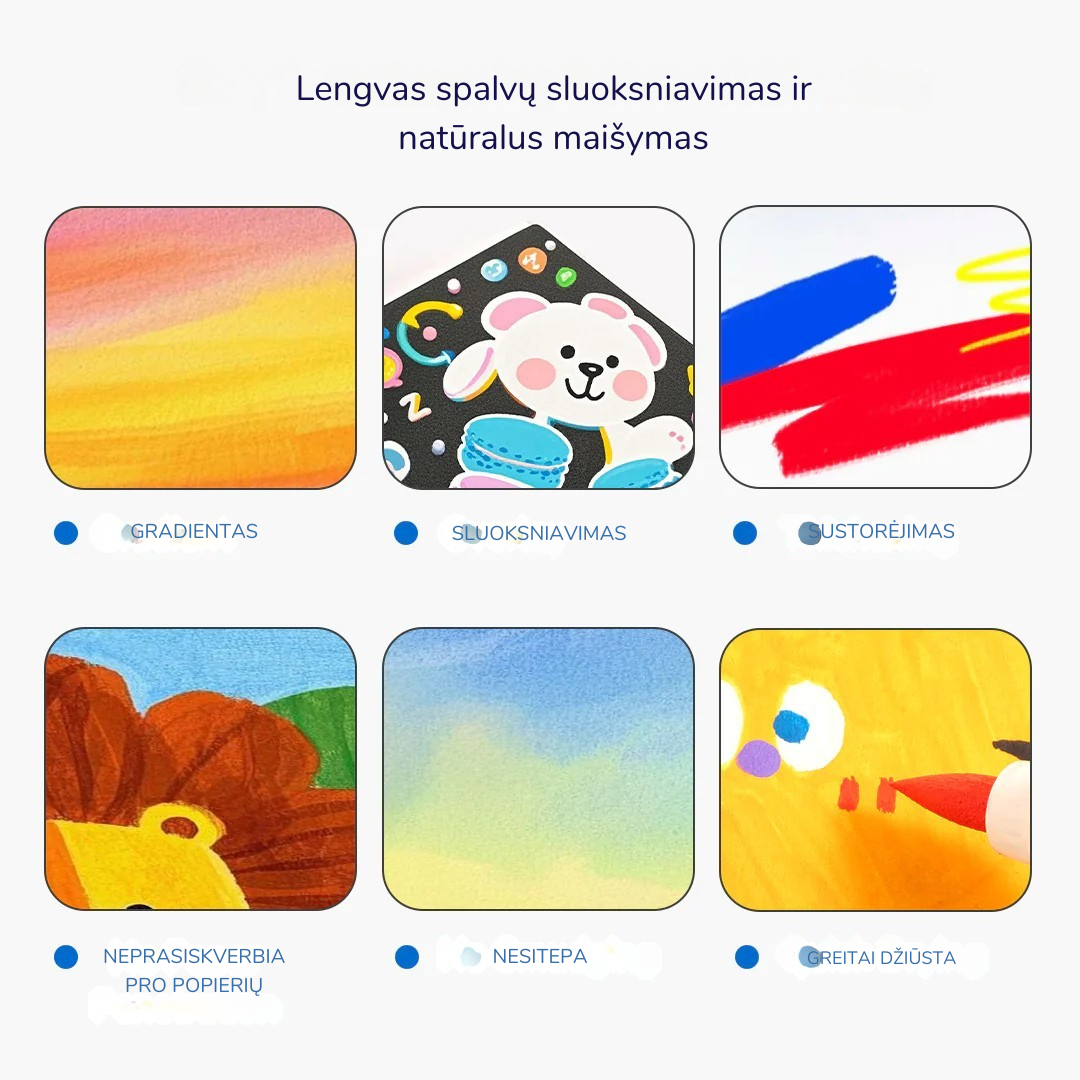 Akriliniai markeriai su skysto rašalo užpildu minkštu antgaliu - 36 spalvos