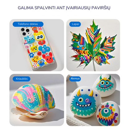 Akriliniai markeriai su skysto rašalo užpildu minkštu antgaliu - 36 spalvos