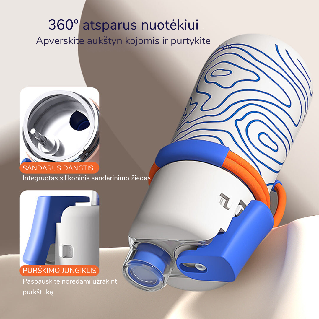 Vėsinanti 2in1 gertuvė su purškikliu, 500ml  - Water Green