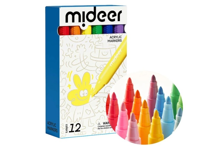 Acrylic markers felt-tip pens with a round tip in 12 colors