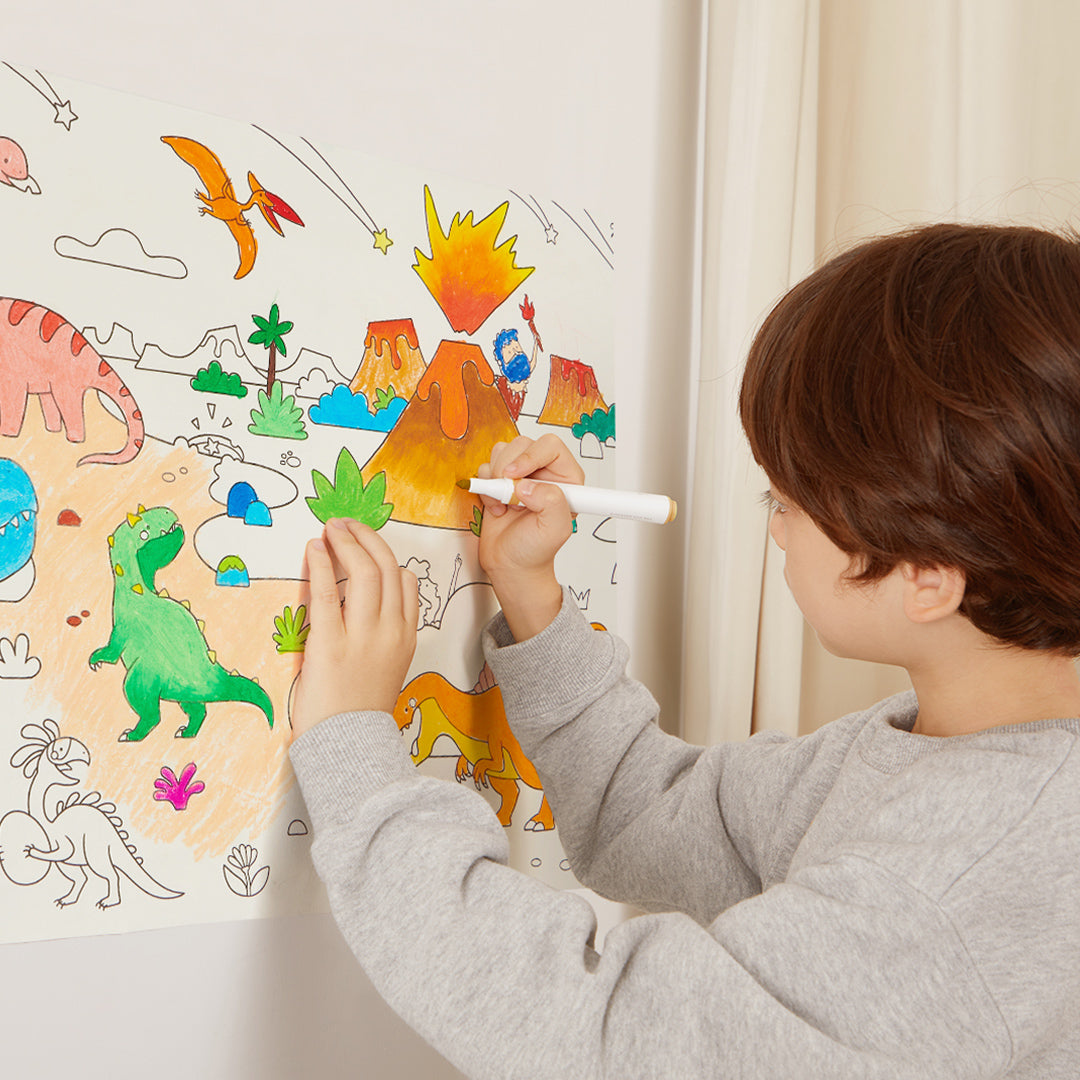 Adhesive coloring roll Amazing dinosaurs
