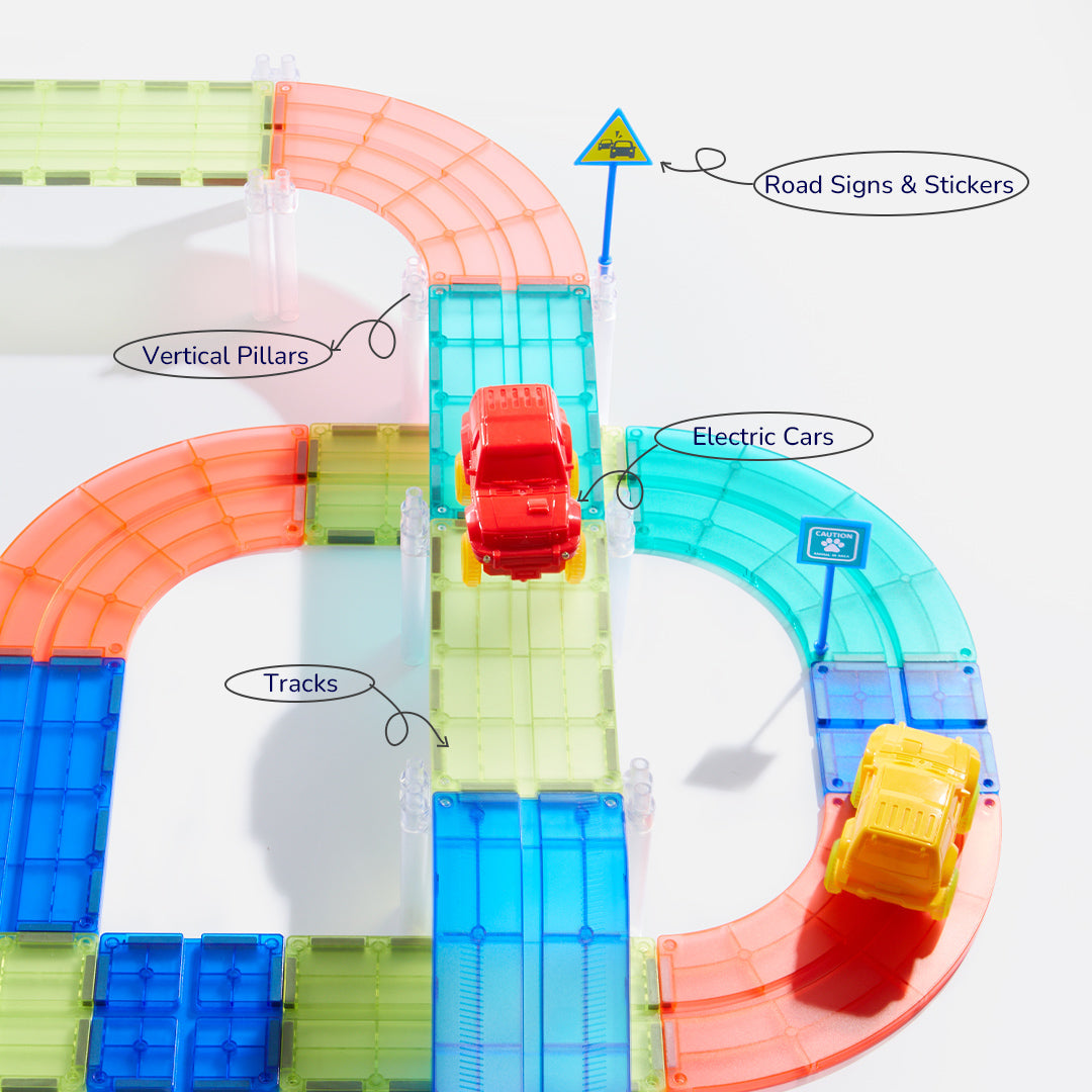 Magnetic Building Set – Racing Track with Electric Cars